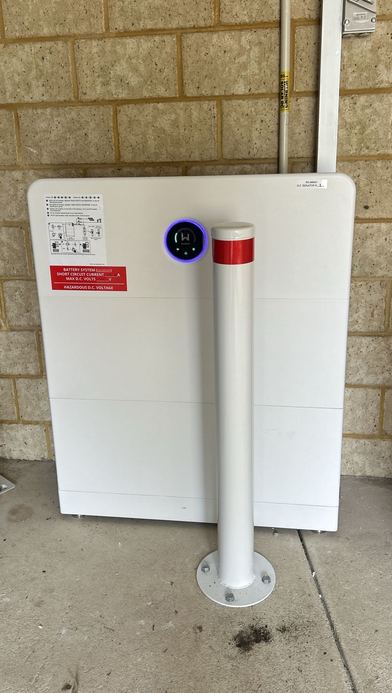 GoodWe battery with protective bollard