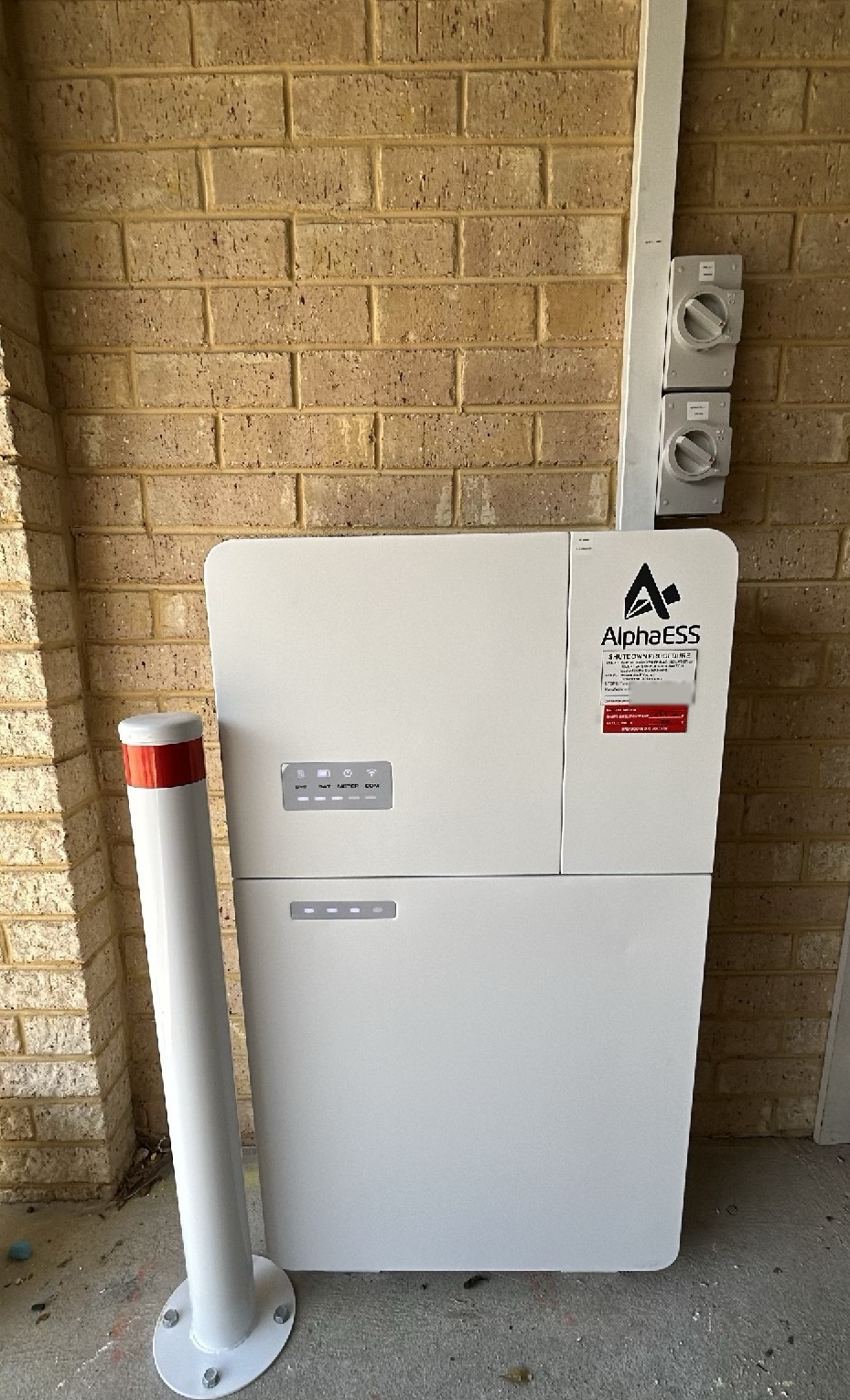 Alpha ESS battery with bollard