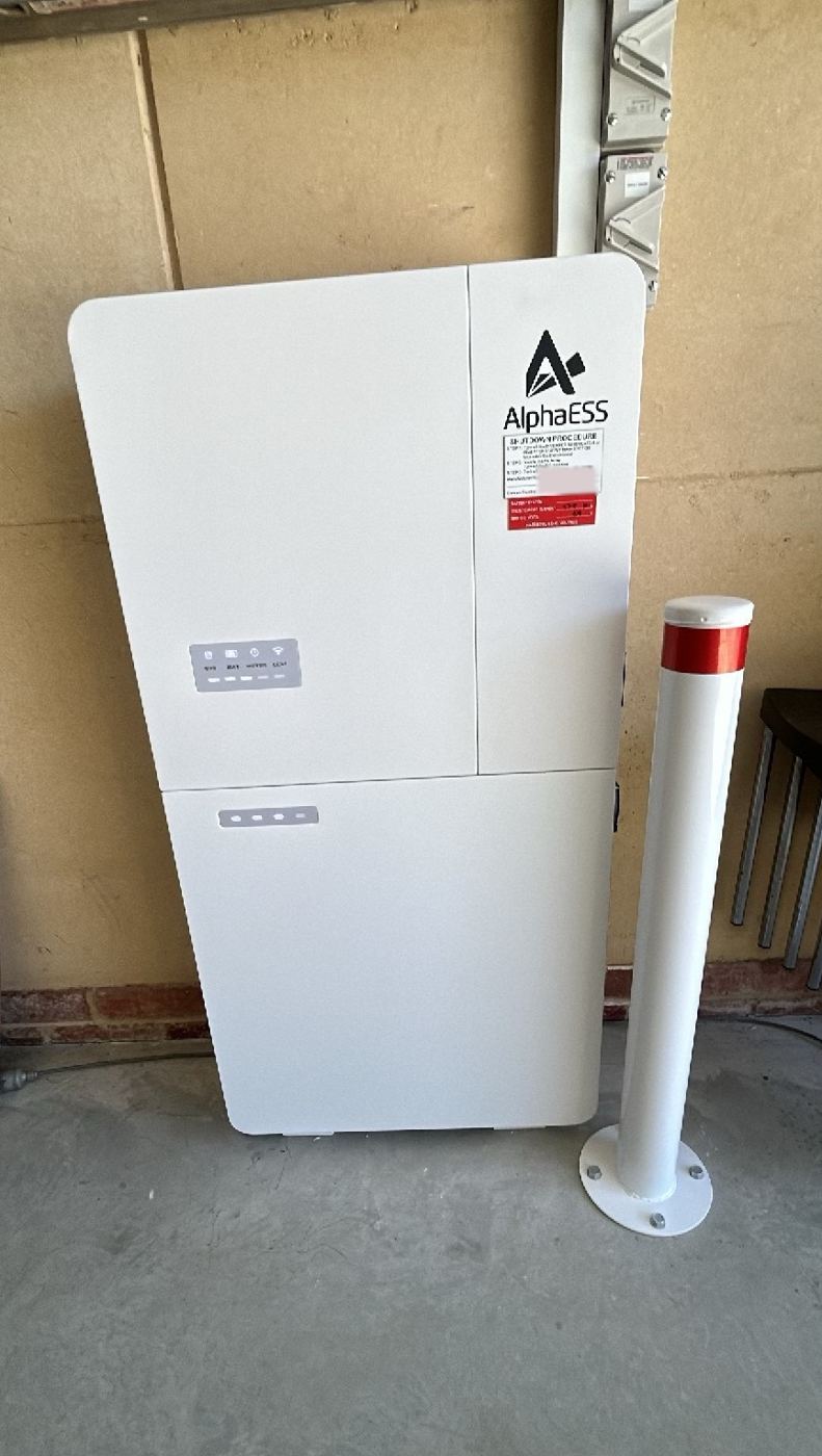 Alpha ESS battery installed in a garage